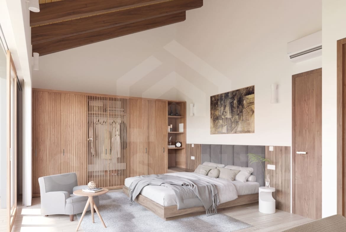 Spacious master bedroom with large wardrobe and balcony of a 3 Bedroom Villa in Uluwatu with Superb Location for Investment