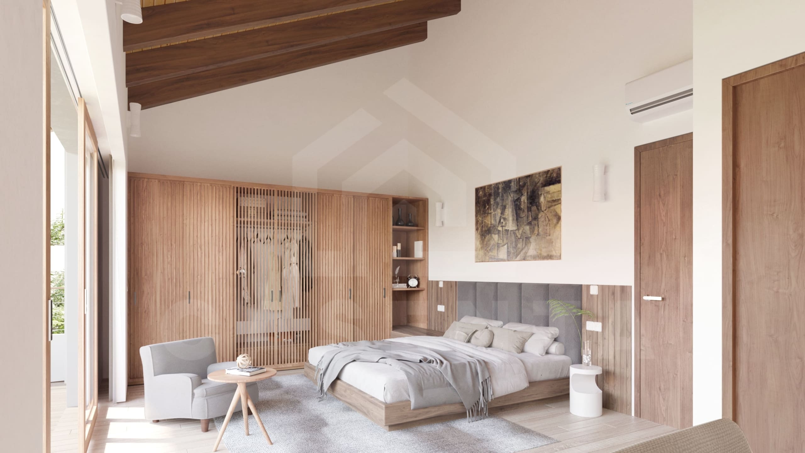 Spacious master bedroom with large wardrobe and balcony of a 3 Bedroom Villa in Uluwatu with Superb Location for Investment