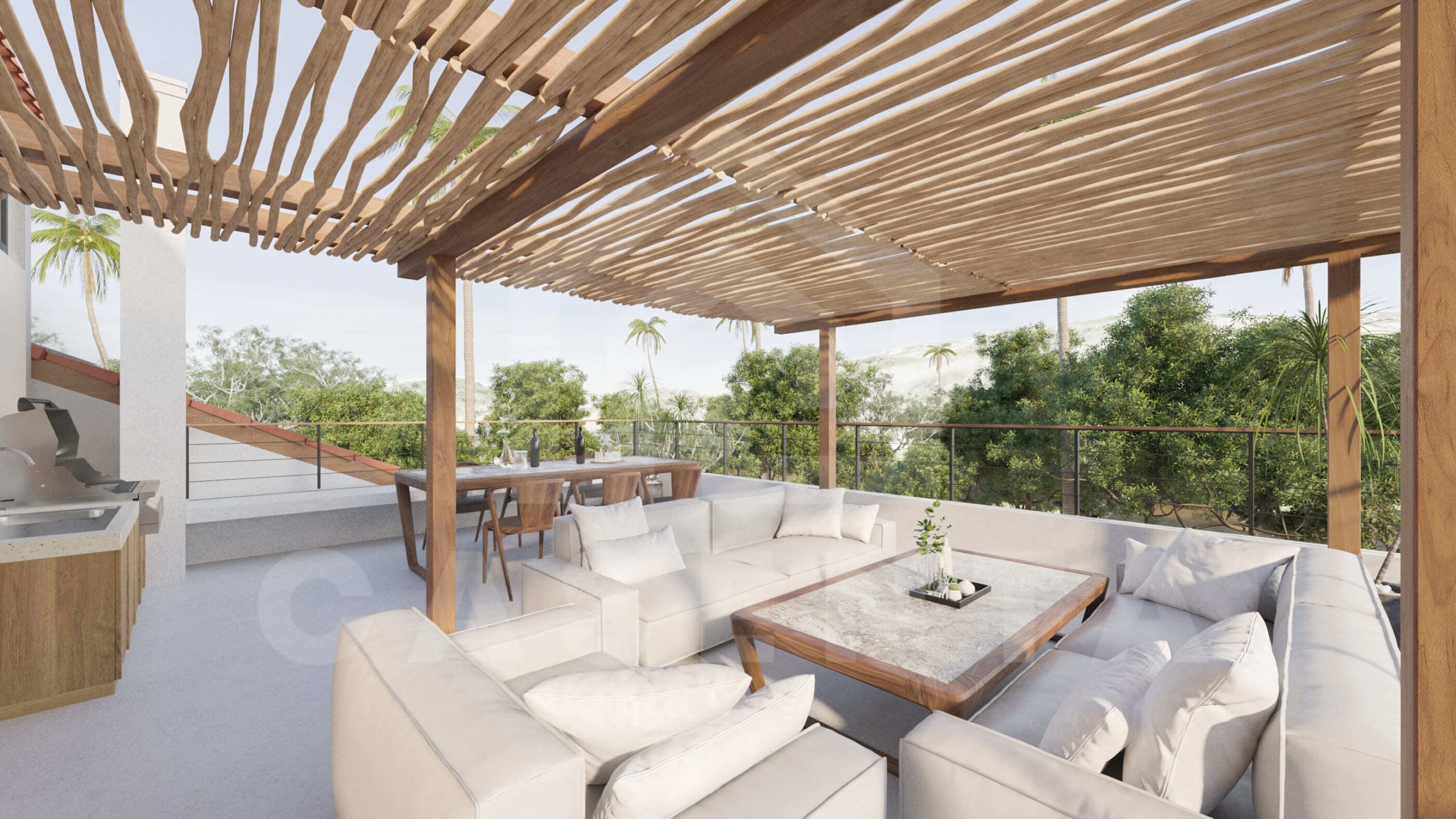 Rooftop lounge in a 3 Bedroom Villa in Uluwatu with a great views and a popular Location