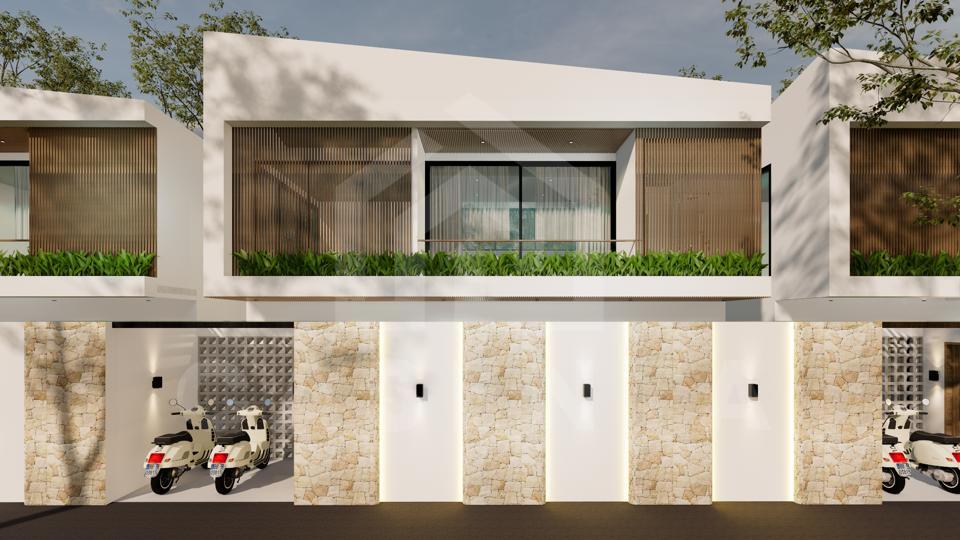 Beautiful facade of 2 bedroom modern villa in Canggu