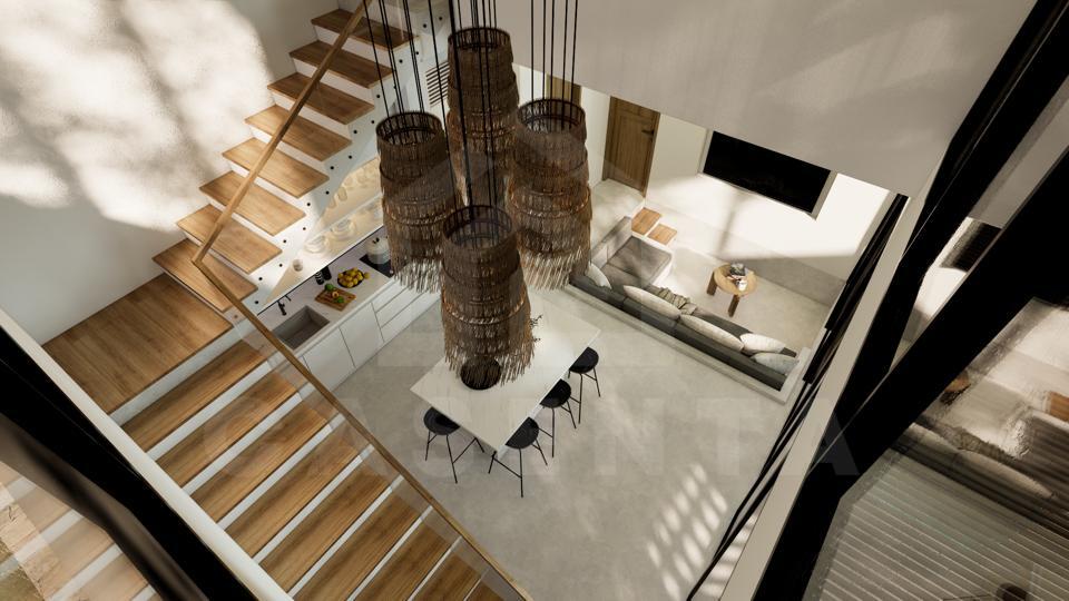 High ceiling inside 2 bedroom modern villa in Canggu