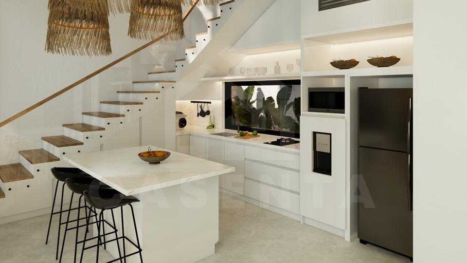 Kitchen/dining area inside 2 bedroom villa in Canggu