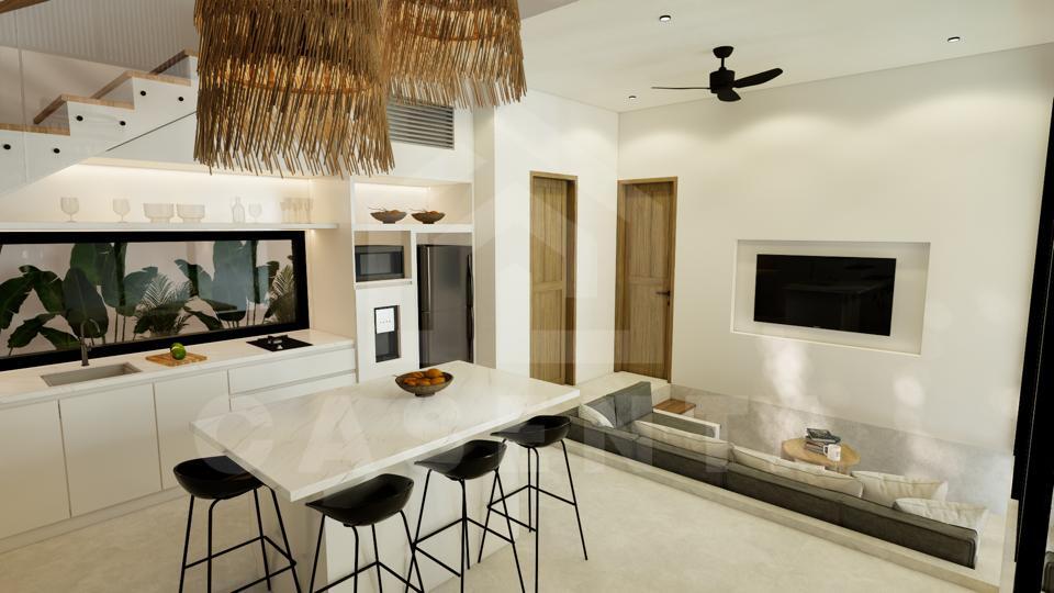 Open layout space inside 2 bedroom villa in Canggu