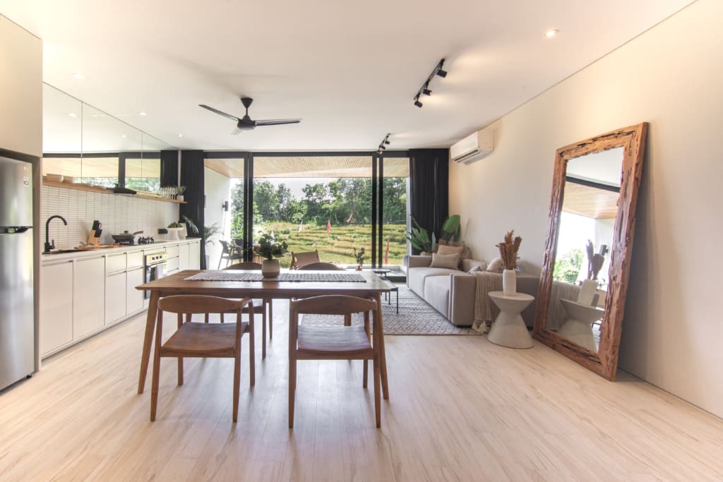 Modern apartments for sale in Canggu with rice field view