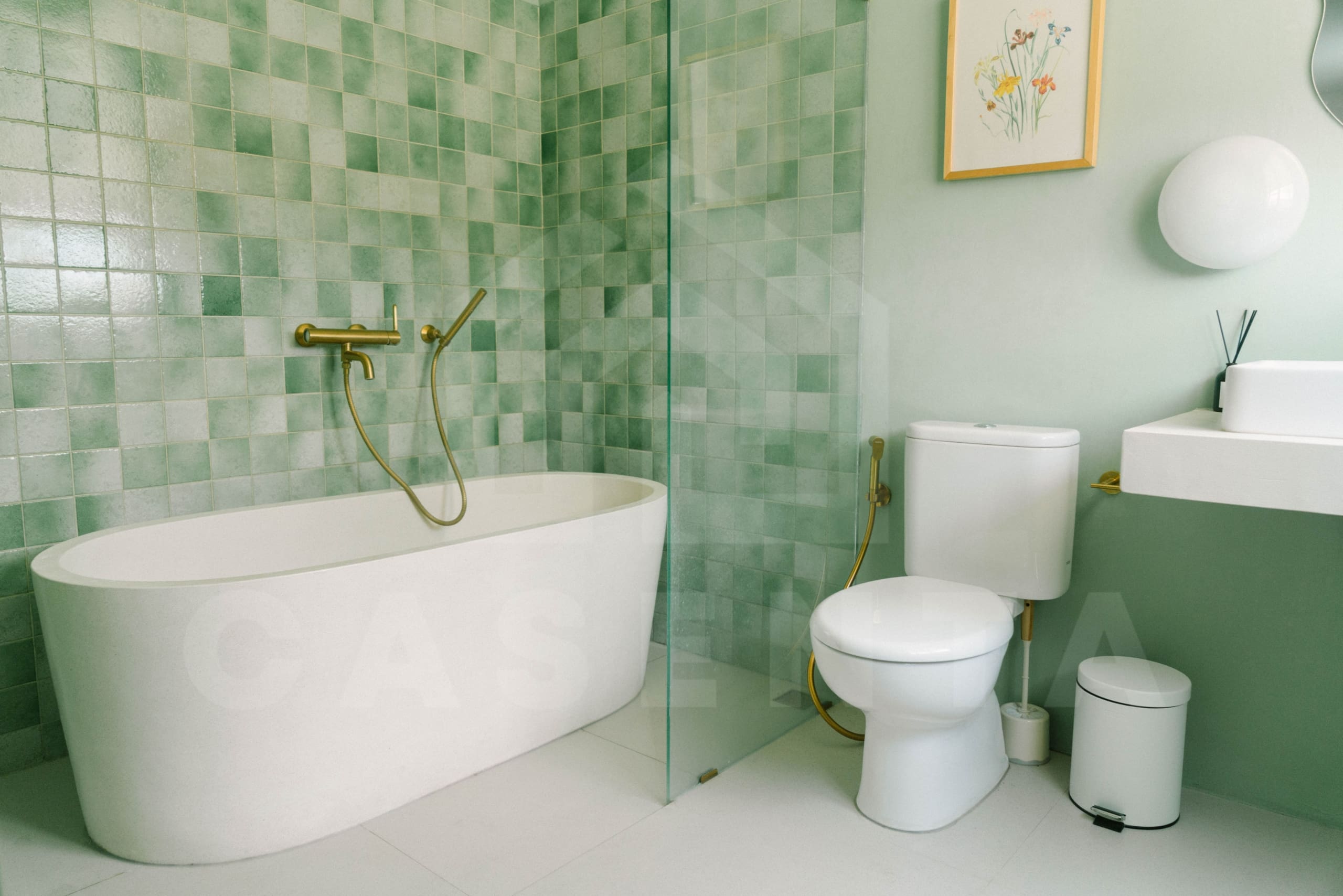 Bathroom inside 4 bedroom family villa in Umalas