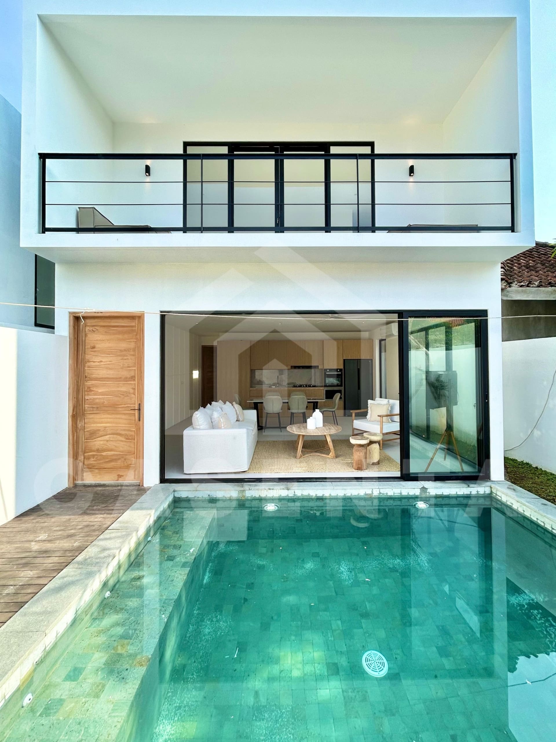 Modern facade of a brand new 3 bedroom villa in Canggu