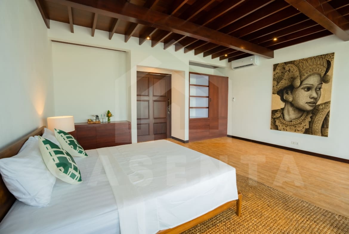 Spacious bedroom inside tropical villas in Tabanan coastline