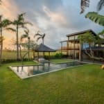 Spacious lawn inside tropical villas in Tabanan coastline