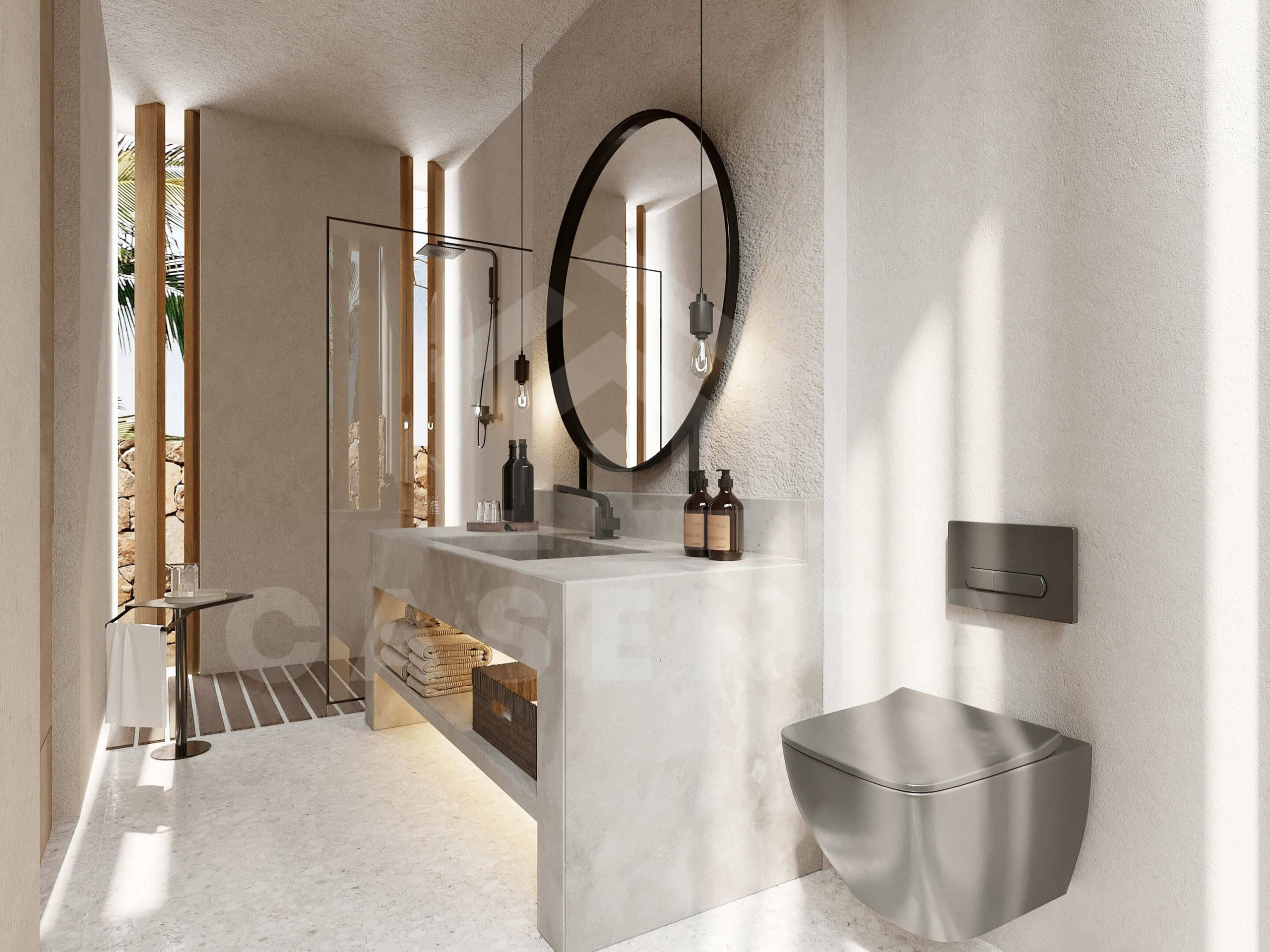 Bathroom inside a beautiful 2 bedroom villa in Bingin