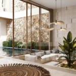 Luminous living room inside 2 bedroom villa in Bingin