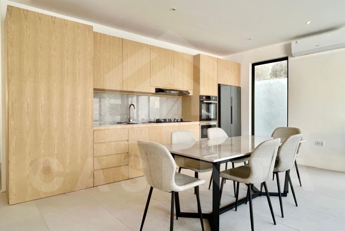 Kitchen/dining area inside a brand new 3 bedroom villa in Canggu