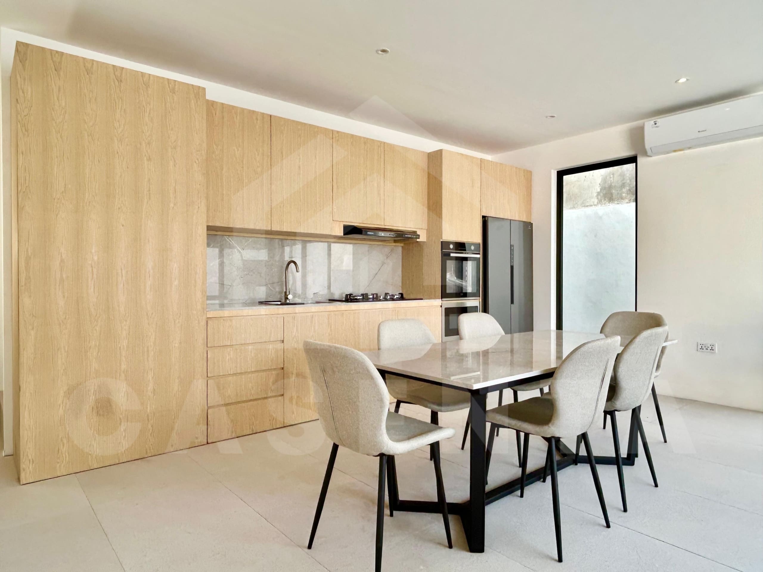 Kitchen/dining area inside a brand new 3 bedroom villa in Canggu