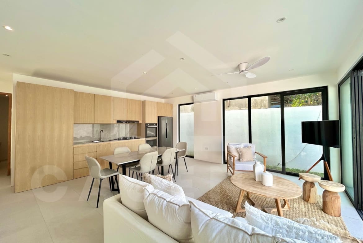 Living area inside a brand new 3 bedroom villa in Canggu