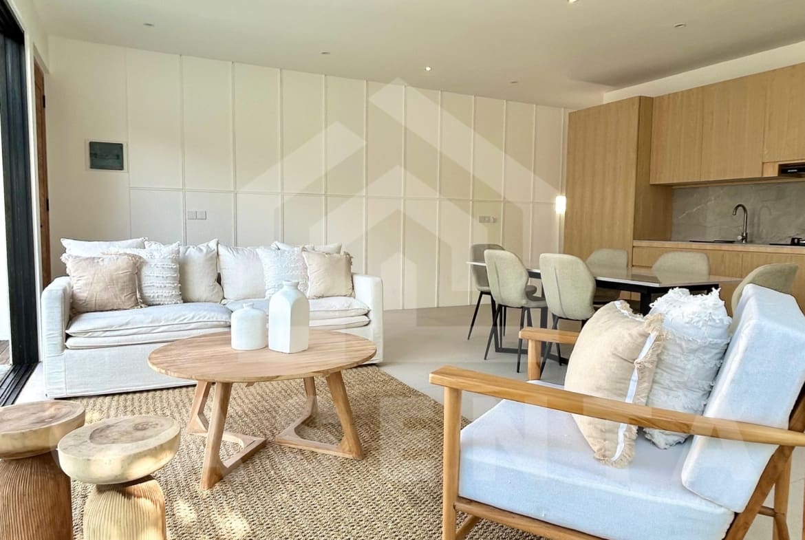 Living area inside a brand new 3 bedroom villa in Canggu