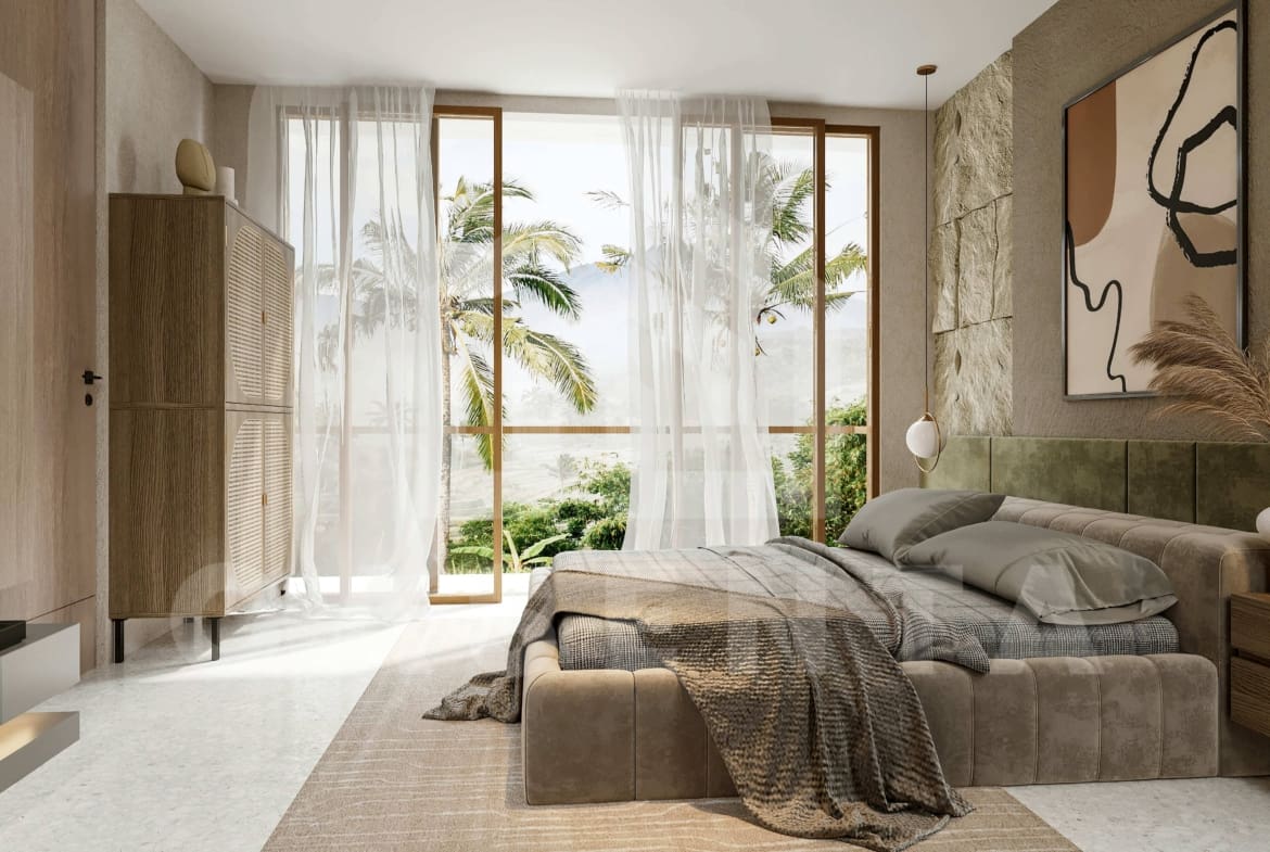 Bedroom inside a beautiful villa in Bingin