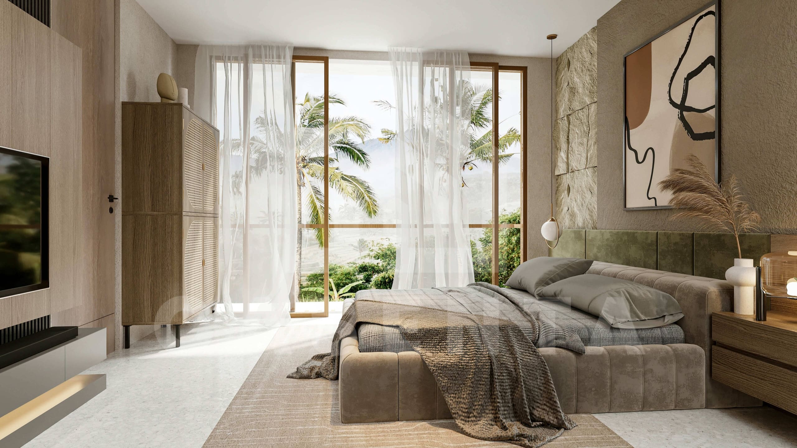 Bedroom inside a beautiful villa in Bingin