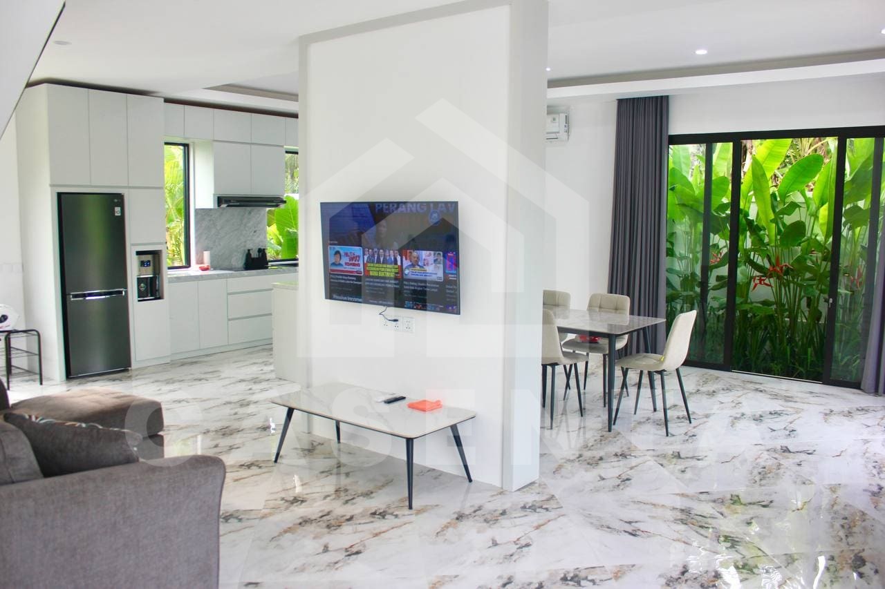 Living area inside a beautiful 3 bedroom villa in Ubud