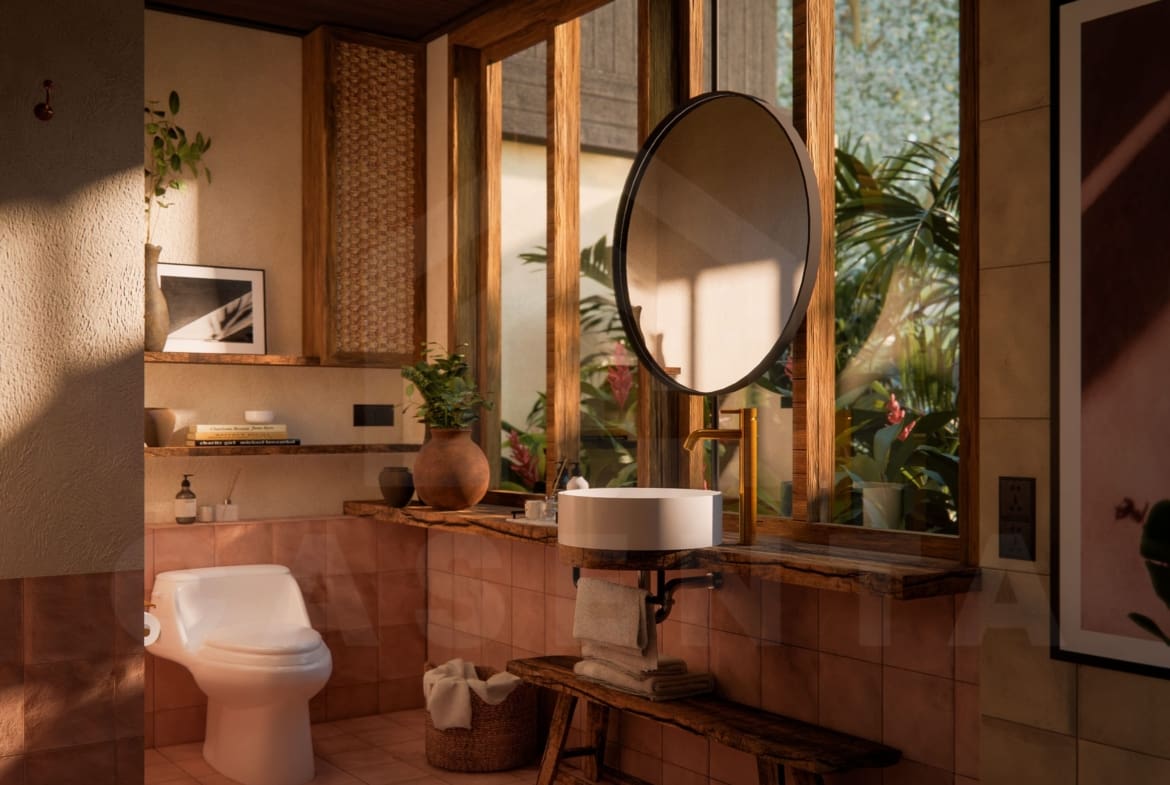 Bathroom inside riverfront villa in a superb Ubud area