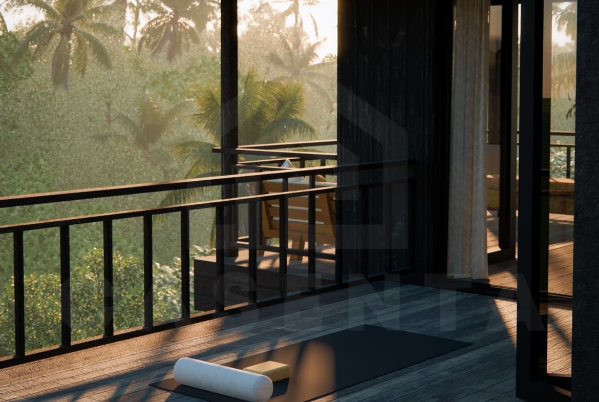 Rooftop terrace inside riverfront villa in a superb Ubud area