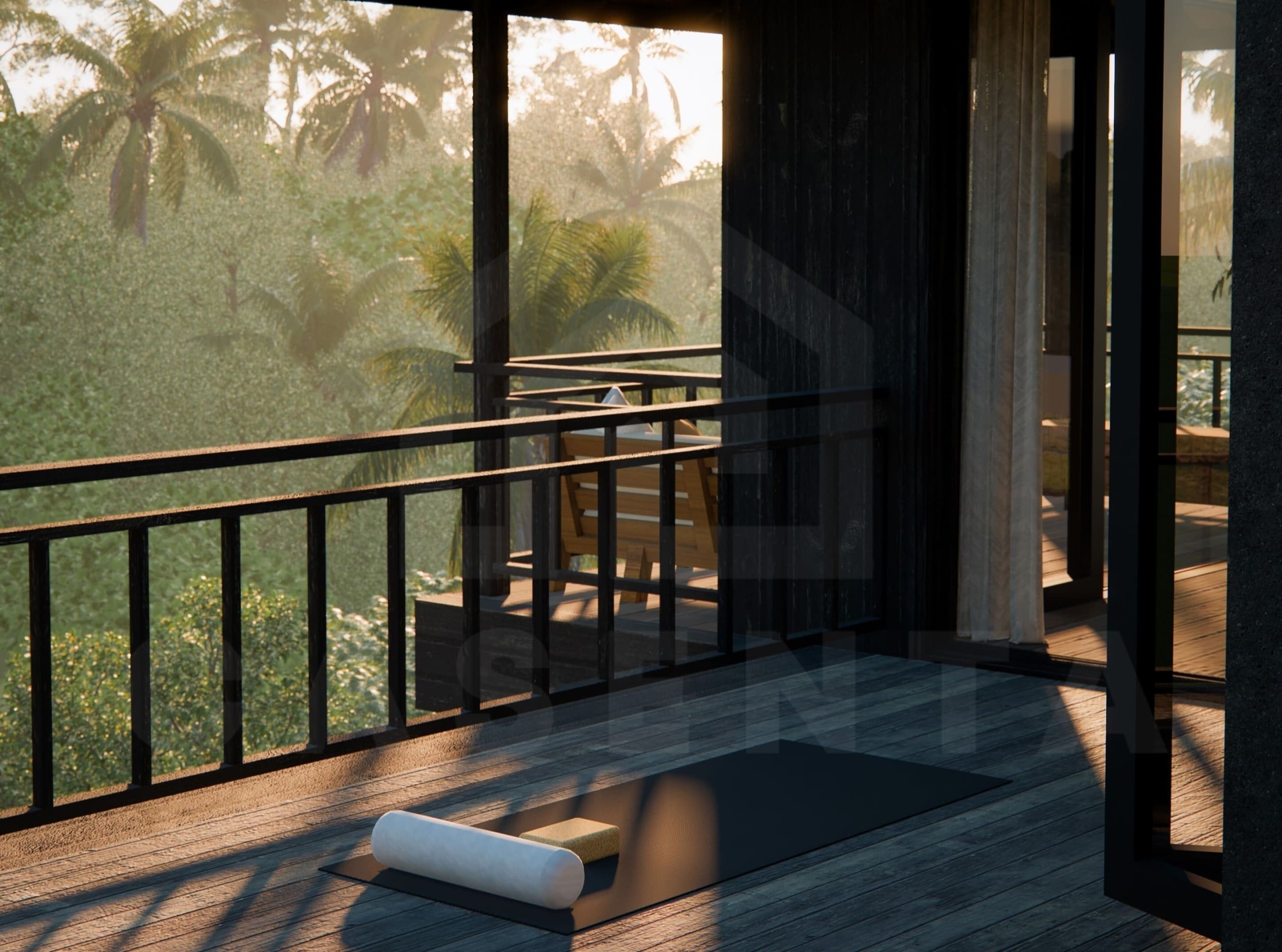 Rooftop terrace inside riverfront villa in a superb Ubud area