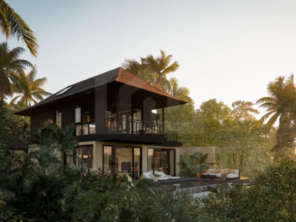 Outside view of riverfront villa in a superb Ubud area