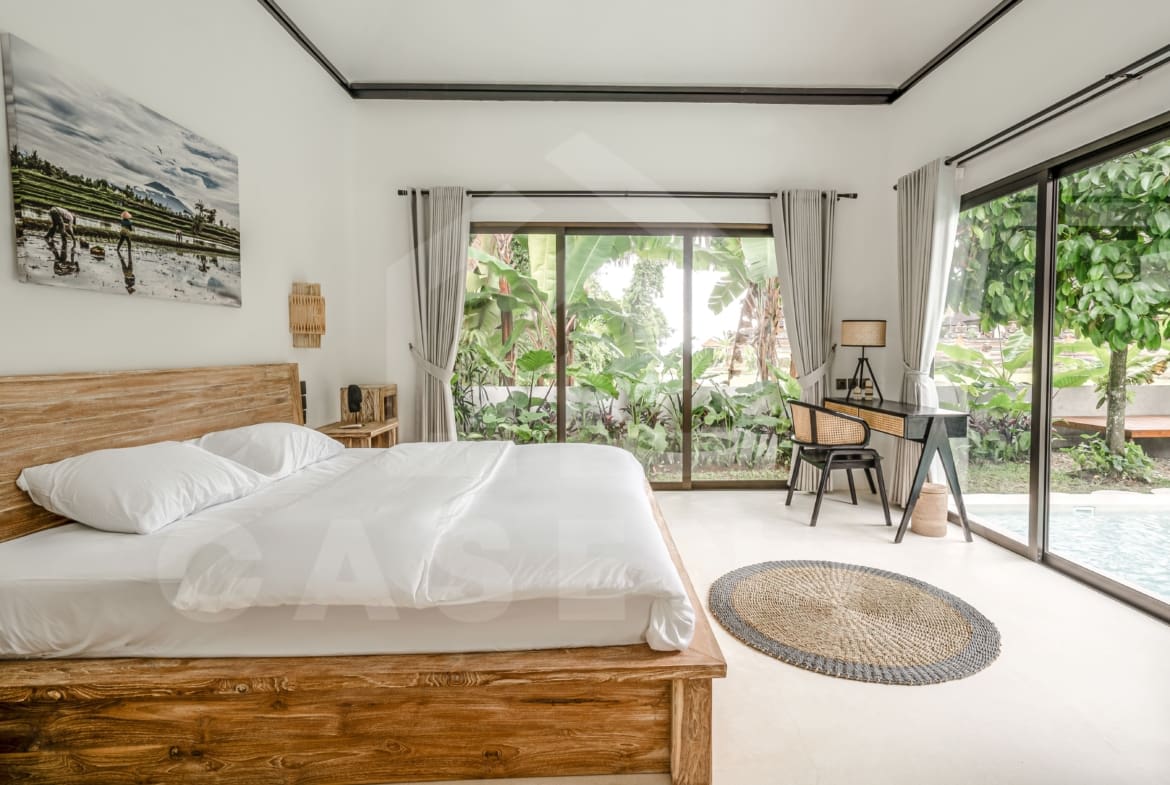 Bedroom inside beautiful villa in Ubud