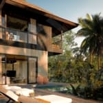 Terrace inside 3 bedroom riverfront villa in Ubud