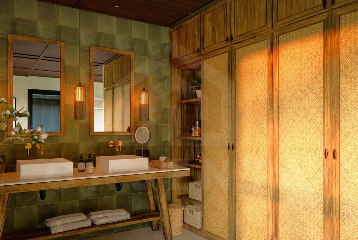 Wardrobe inside 3 bedroom riverfront villa in Ubud