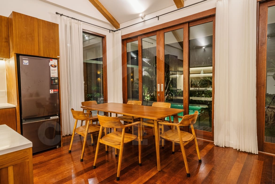 Dining area inside 3 bedroom family villa in Sanur