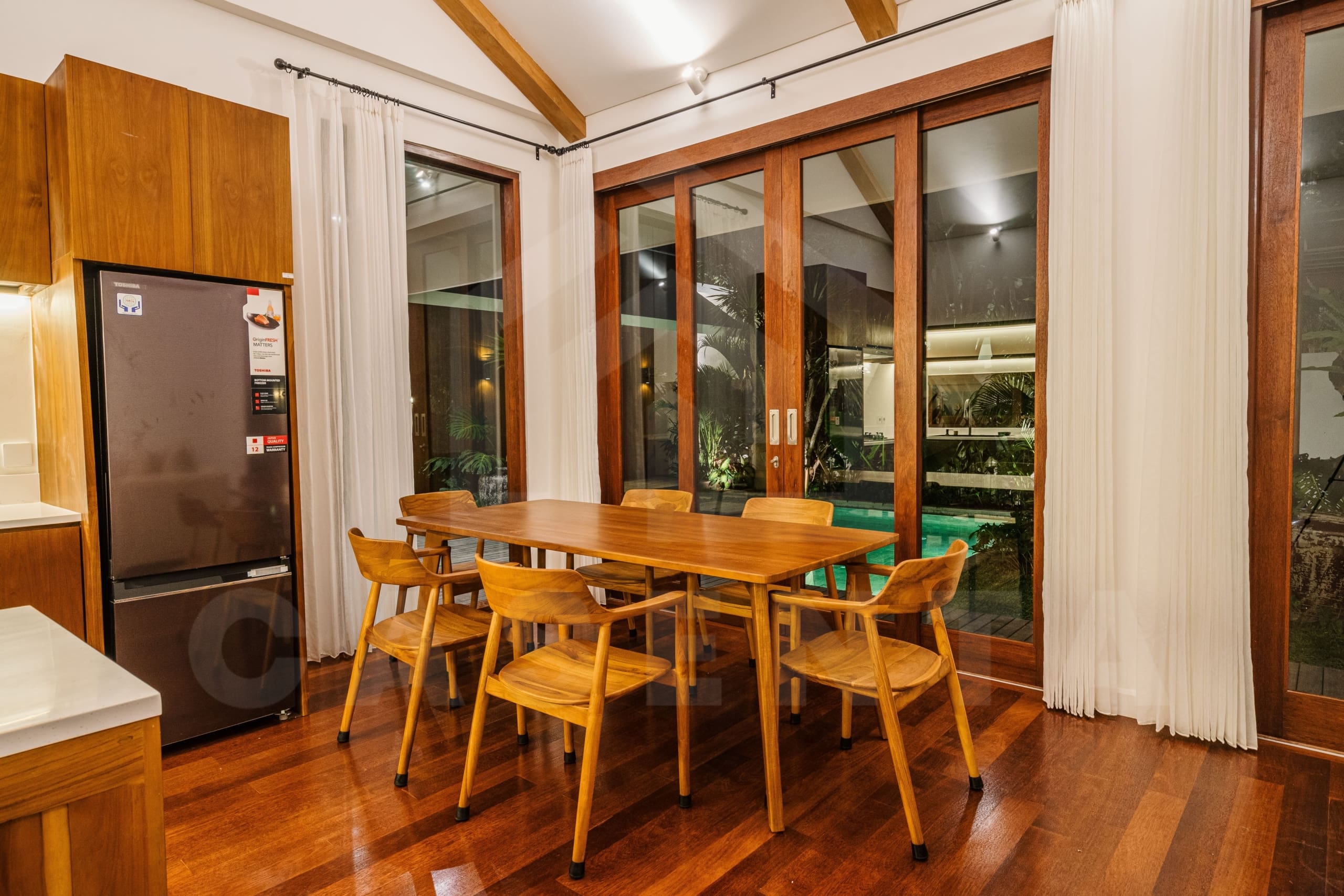 Dining area inside 3 bedroom family villa in Sanur