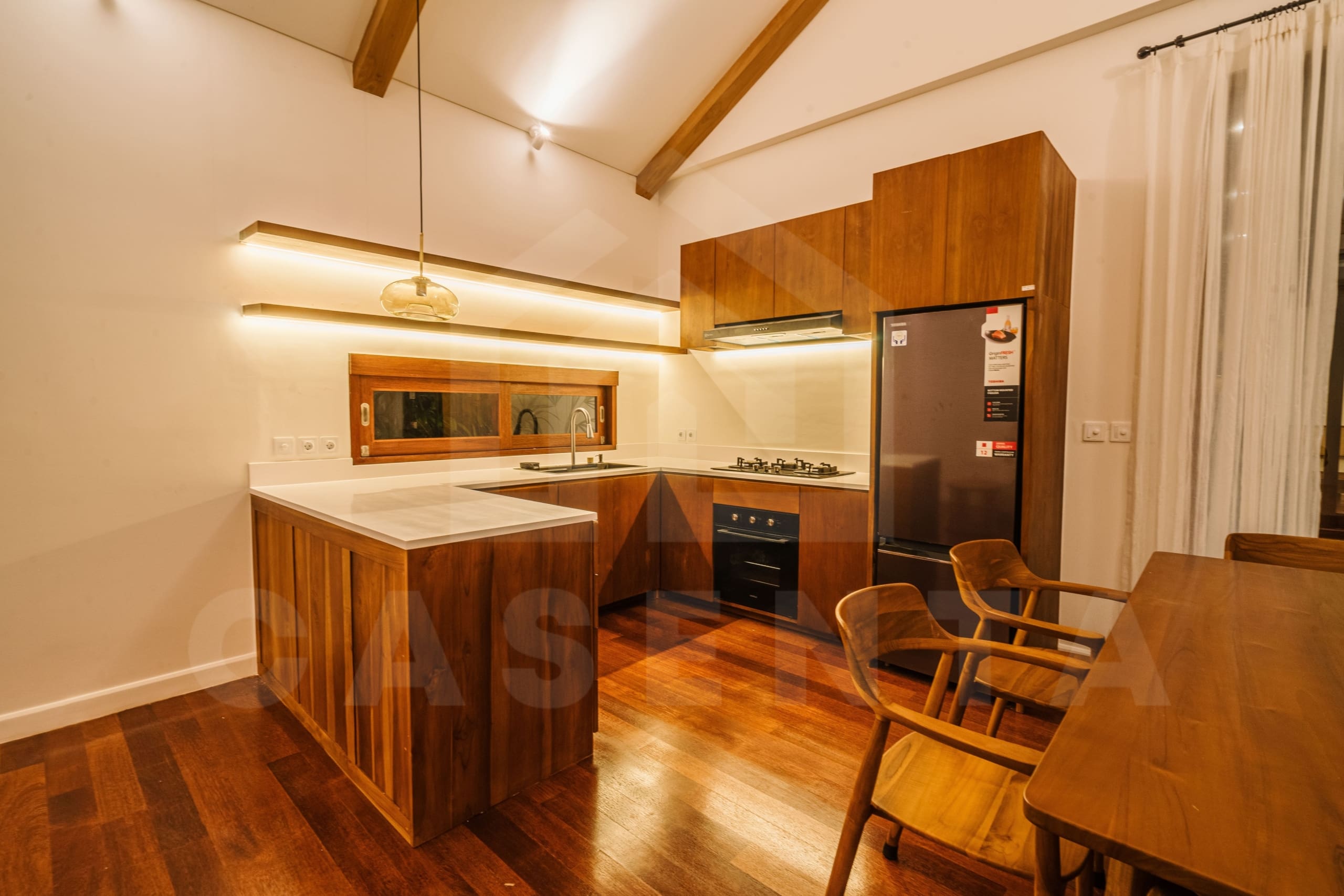 Kitchen/dining area inside 3 bedroom family villa in Sanur