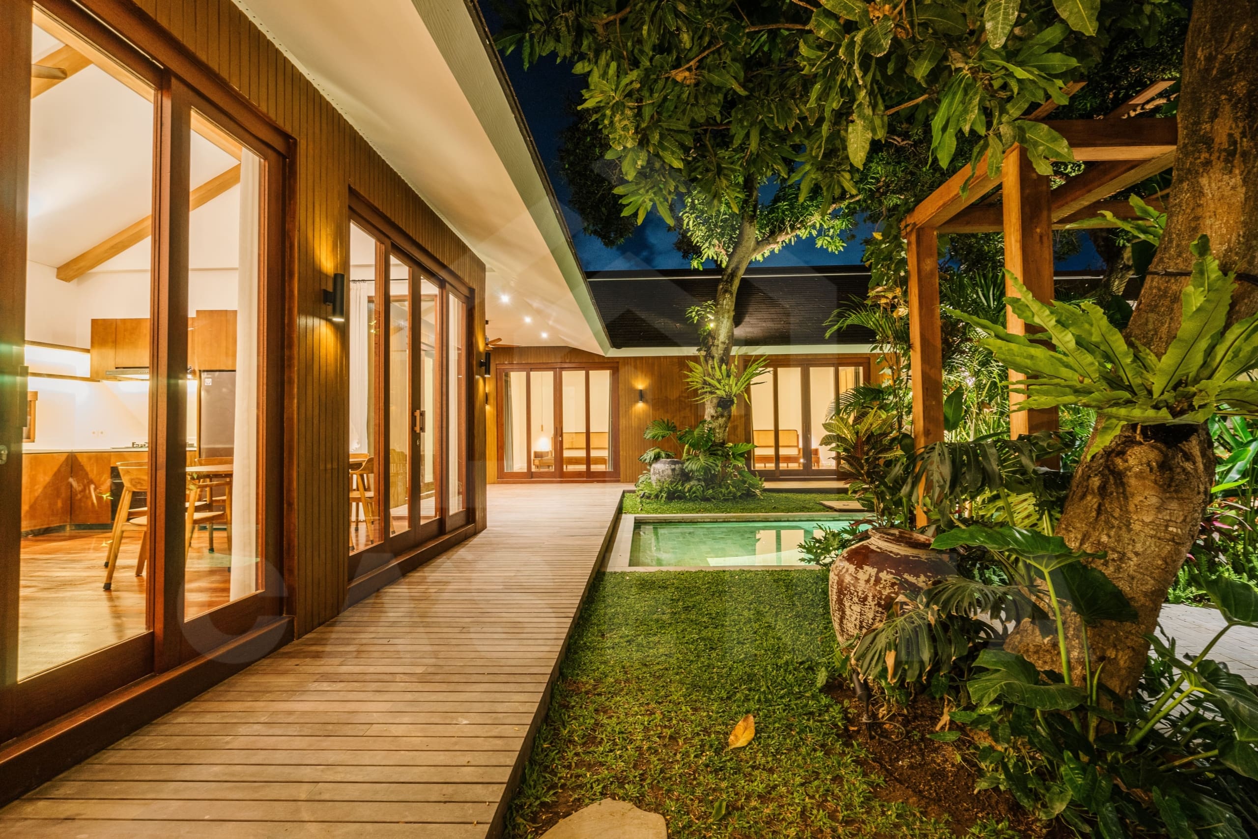 Outdoor area inside 3 bedroom family villa in Sanur