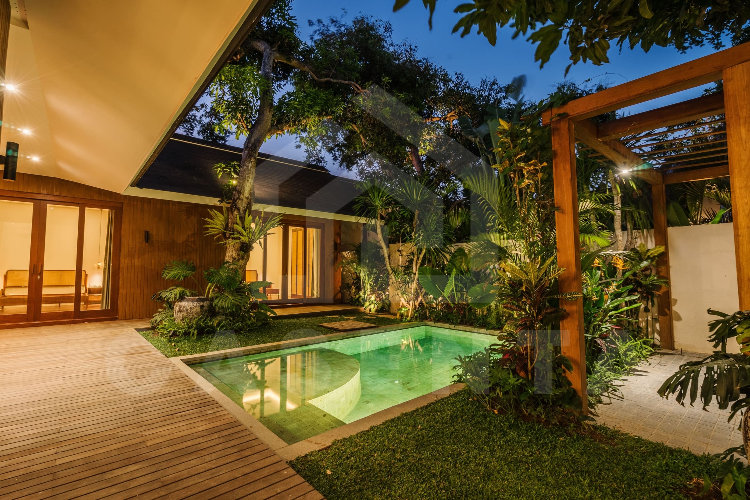 Outdoor area inside 3 bedroom family villa in Sanur