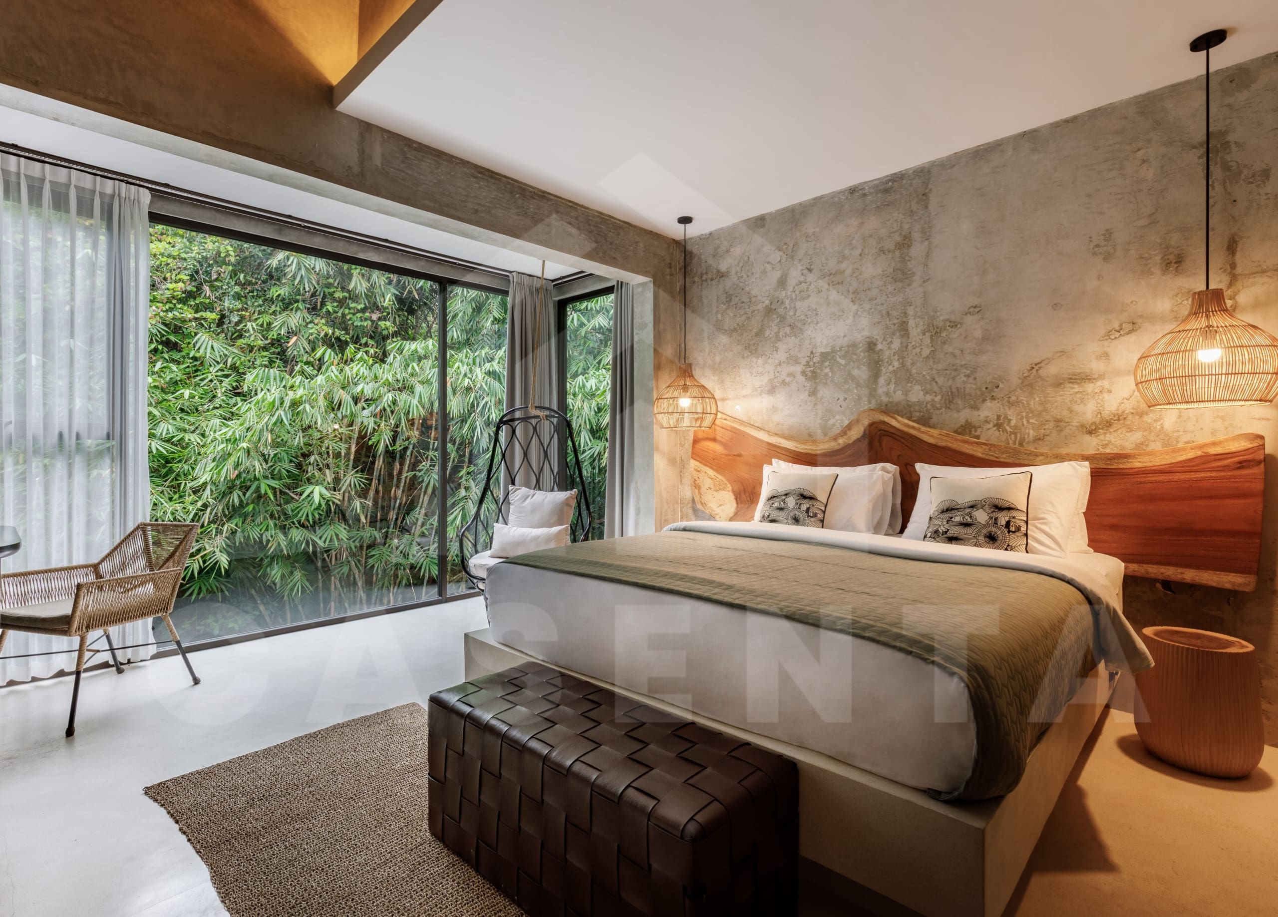 Bedroom inside amazing villa with jungle view in Ubud