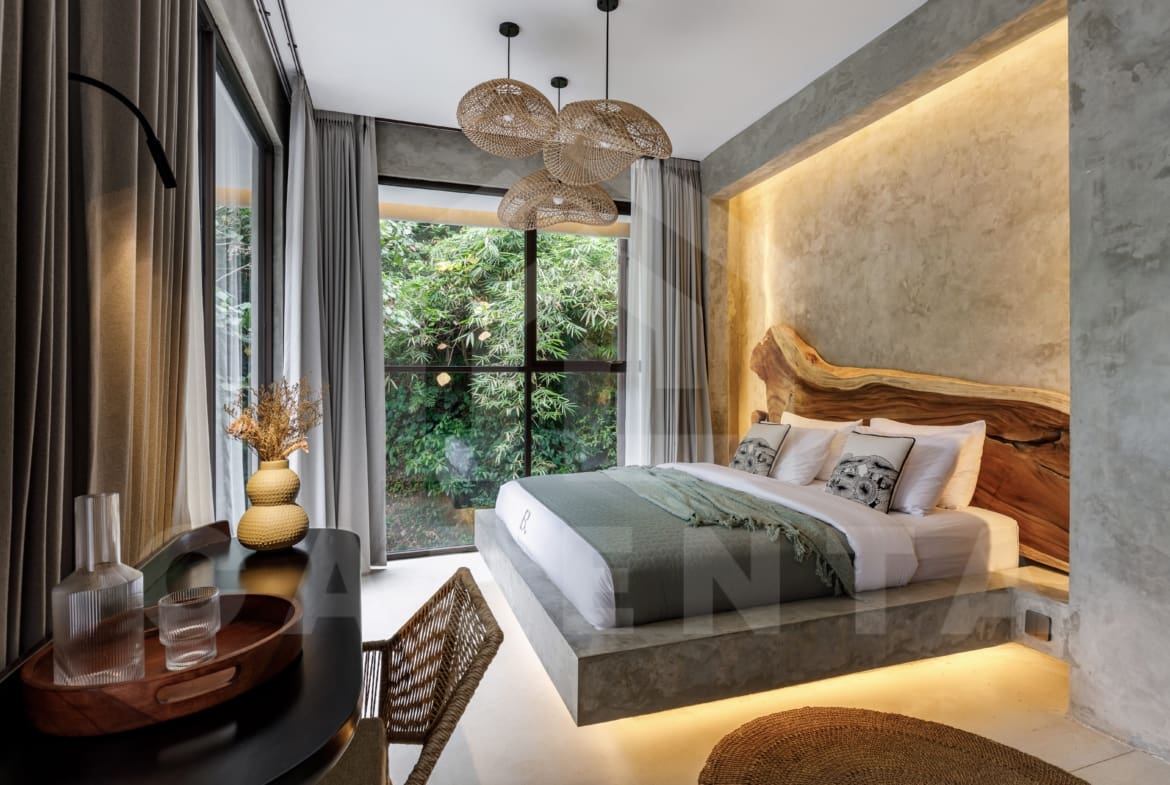 Bedroom inside amazing villa with jungle view in Ubud