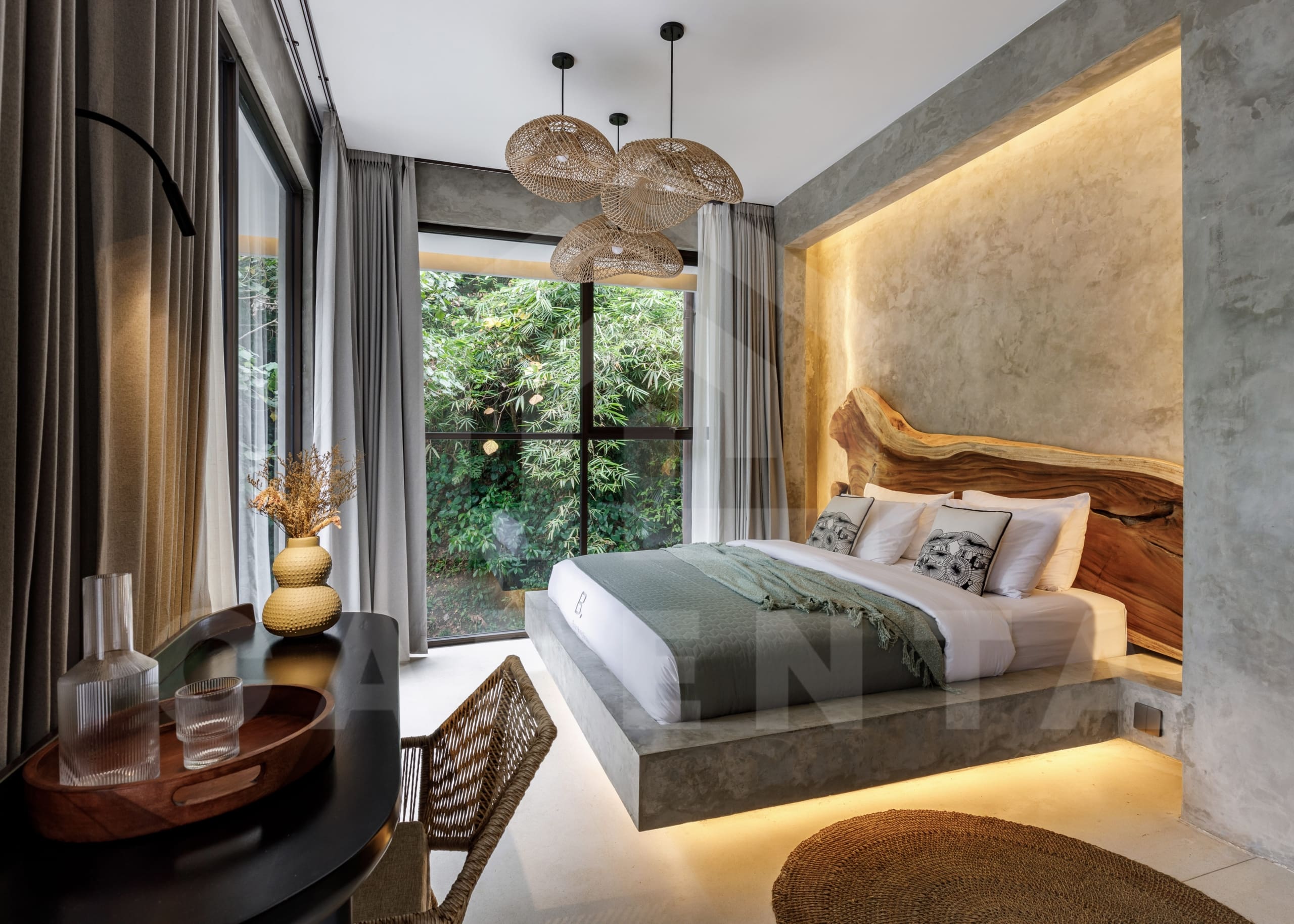 Bedroom inside amazing villa with jungle view in Ubud