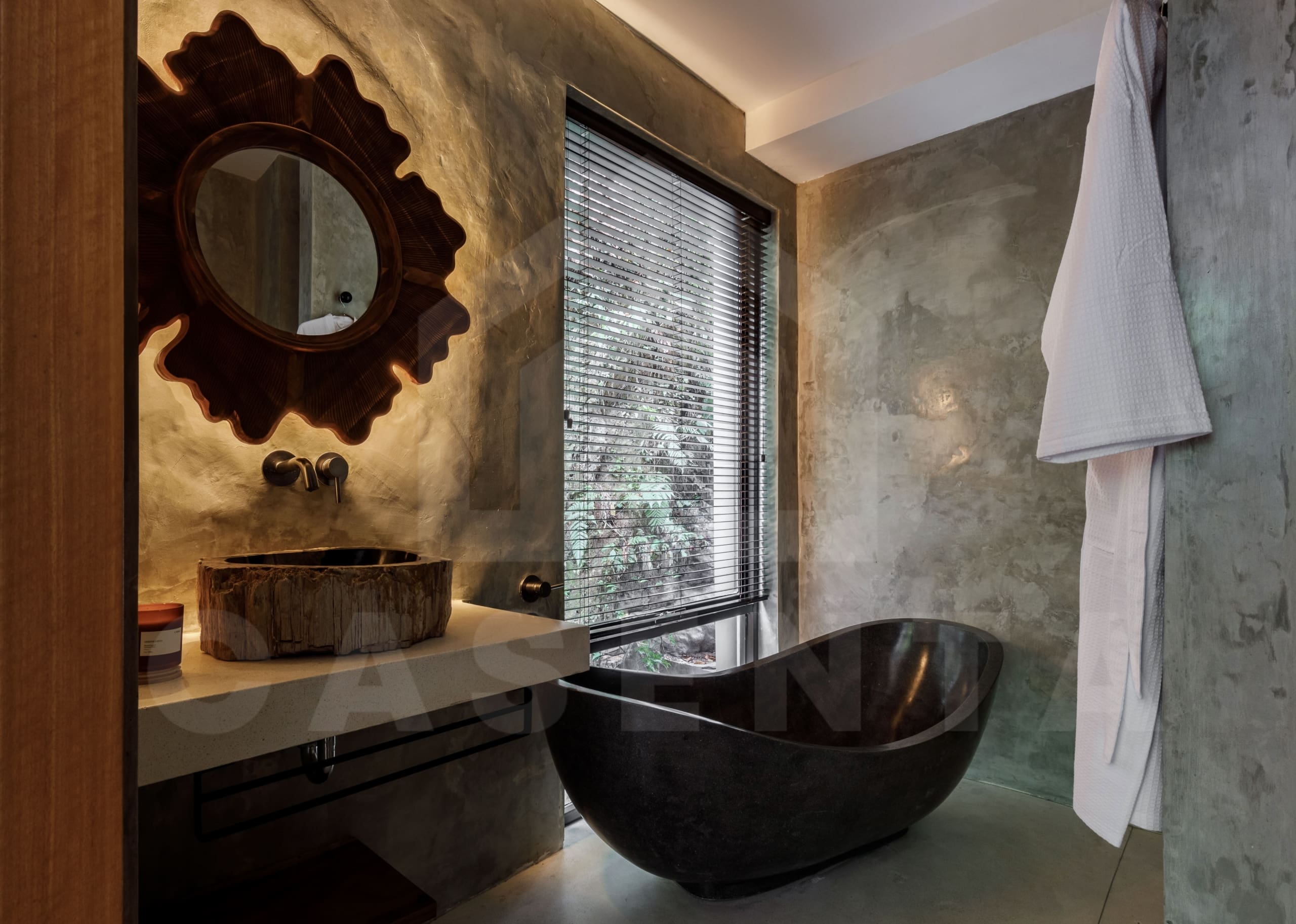 Bathroom inside 4 bedroom villa with jungle view in Ubud