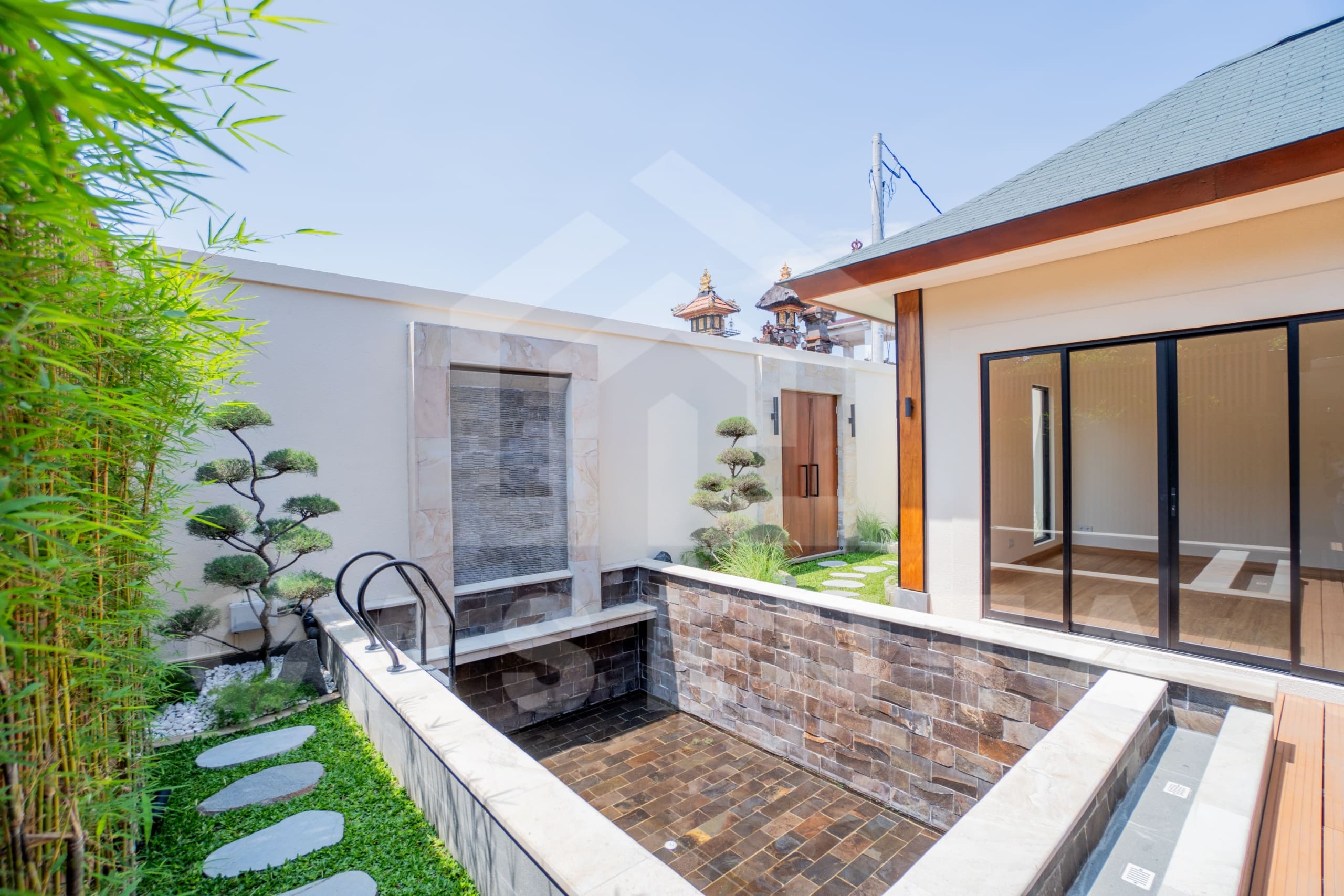 Pool area inside authentic 3 bedroom Japanese villa in Sanur