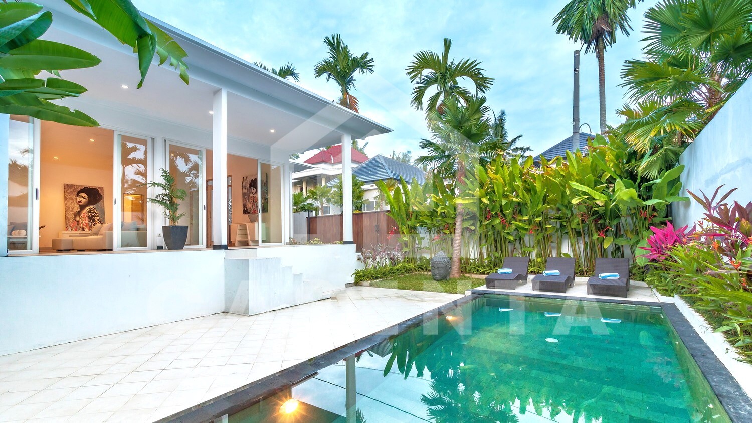 Outdoor area inside beautiful 3 bedroom villa in Ubud