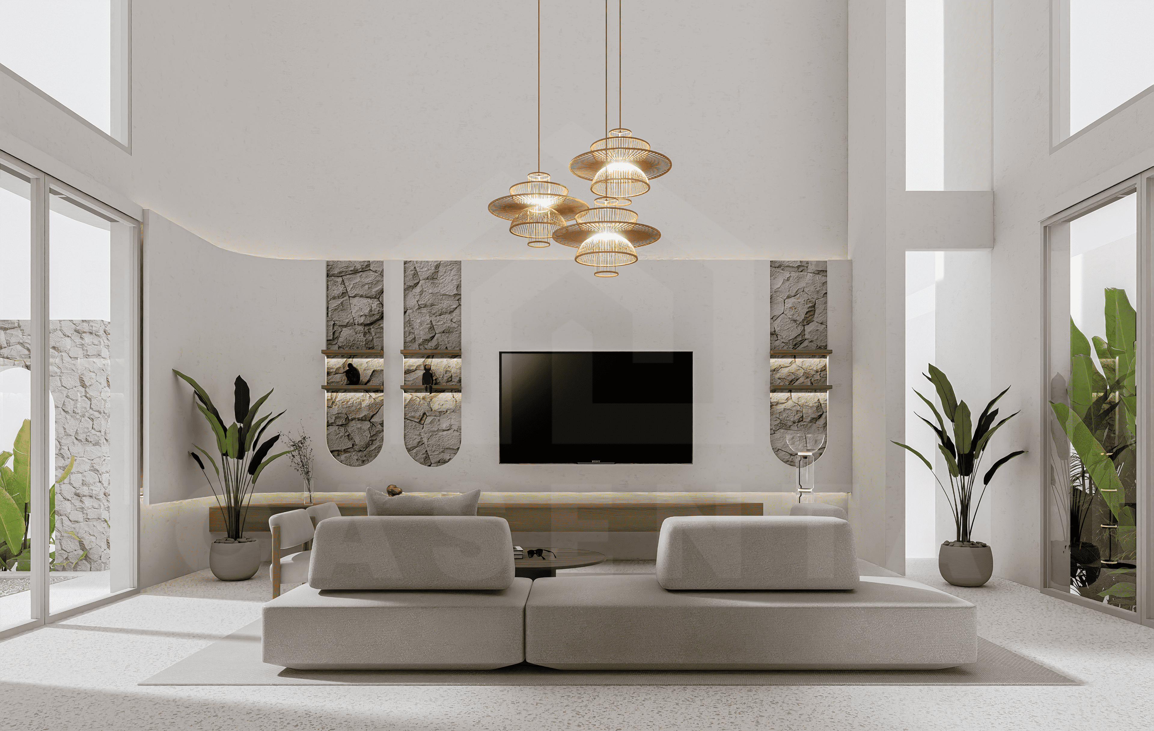 Living area inside admirable 2 bedroom villa in Tumbak Bayuh