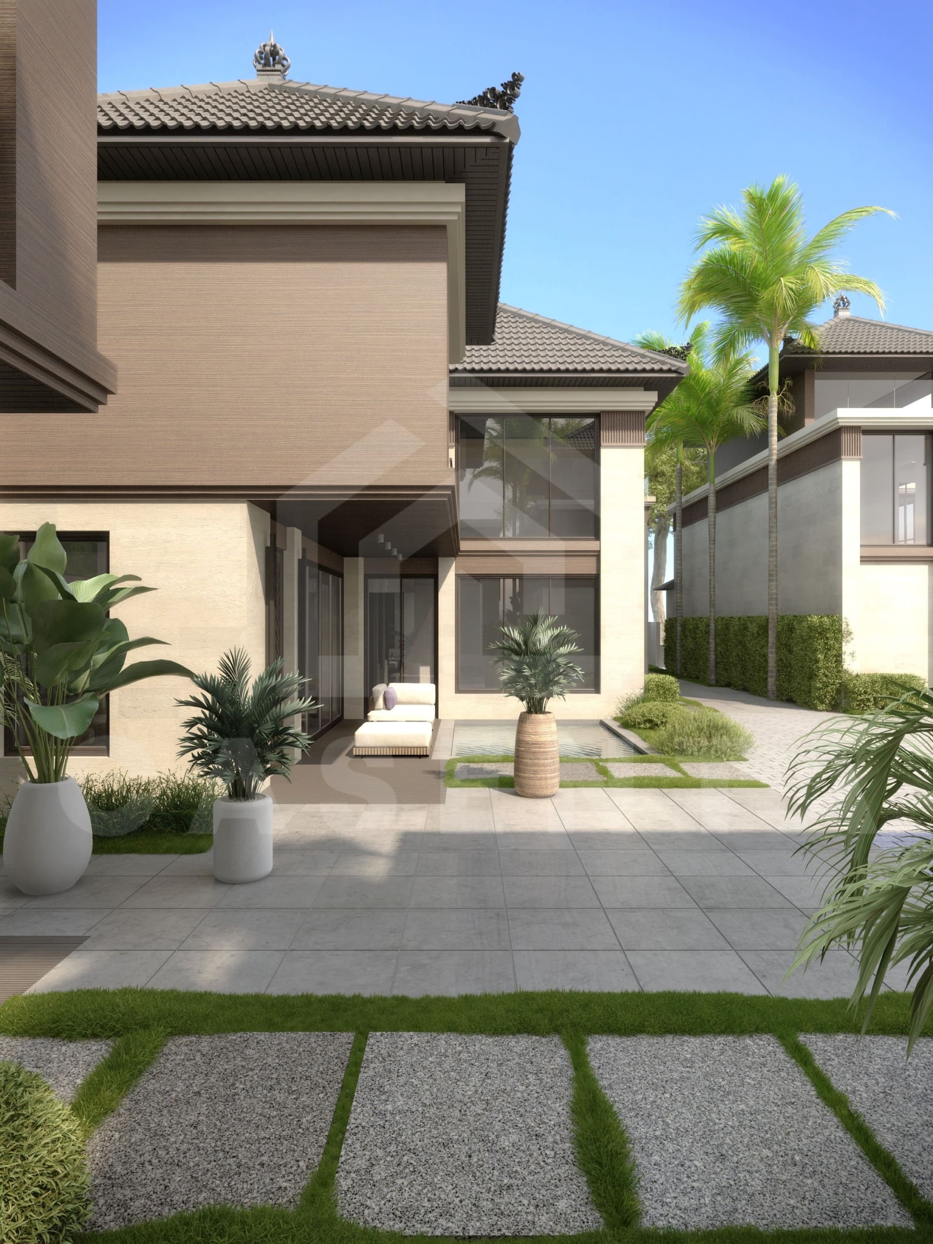 Facade of stunning 3 bedroom villa in Sanur