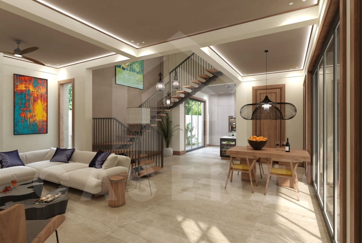 Living area inside stunning 3 bedroom villa in Sanur