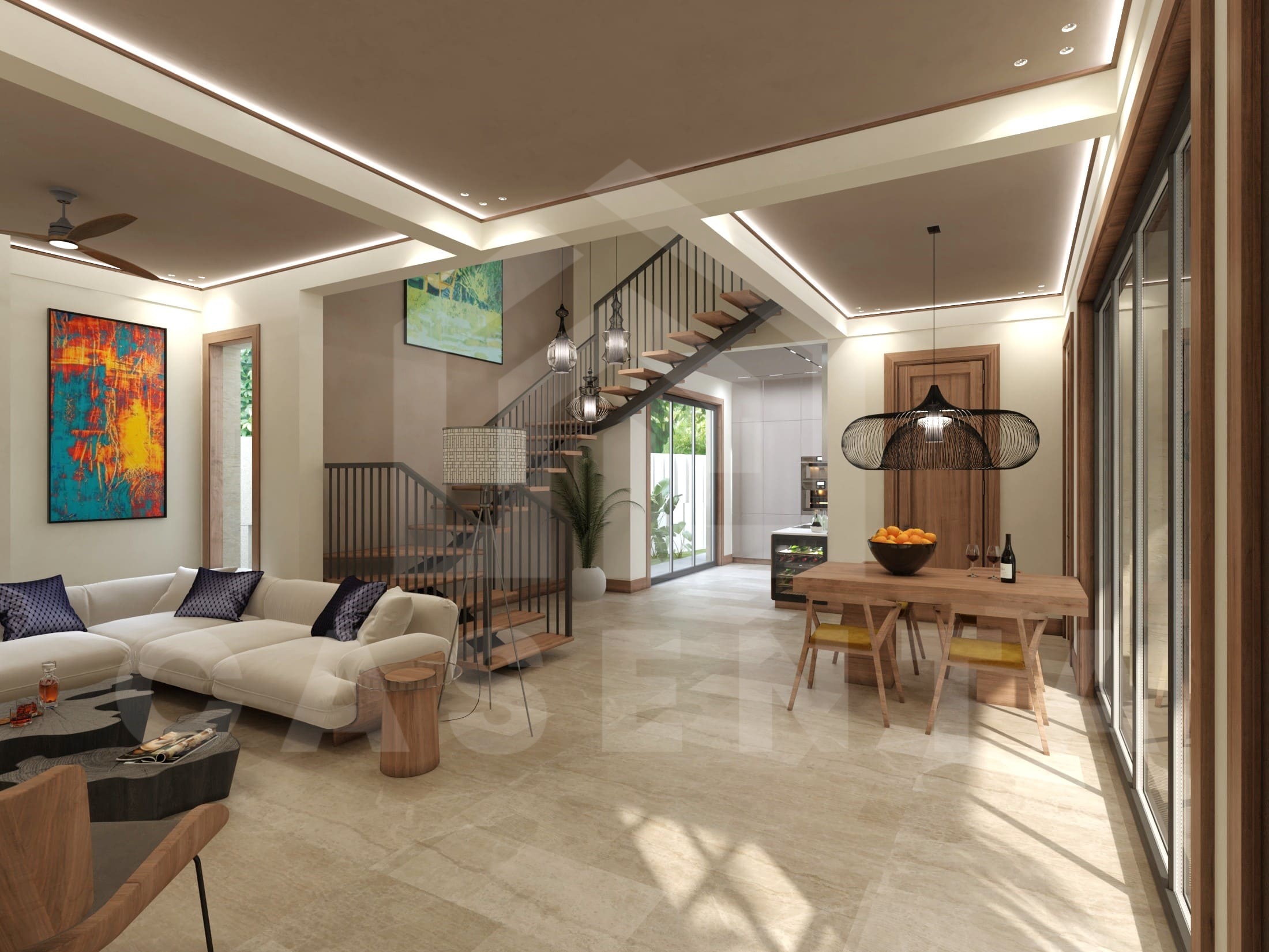 Living area inside stunning 3 bedroom villa in Sanur