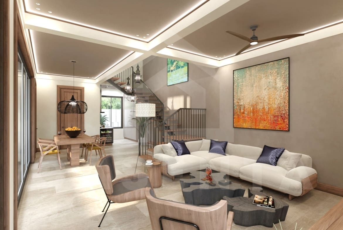 Living area inside stunning 3 bedroom villa in Sanur