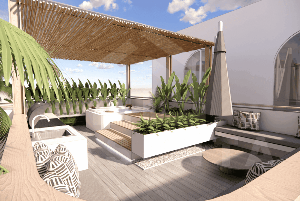 Rooftop lounge inside admirable 2 bedroom villa in Tumbak Bayuh