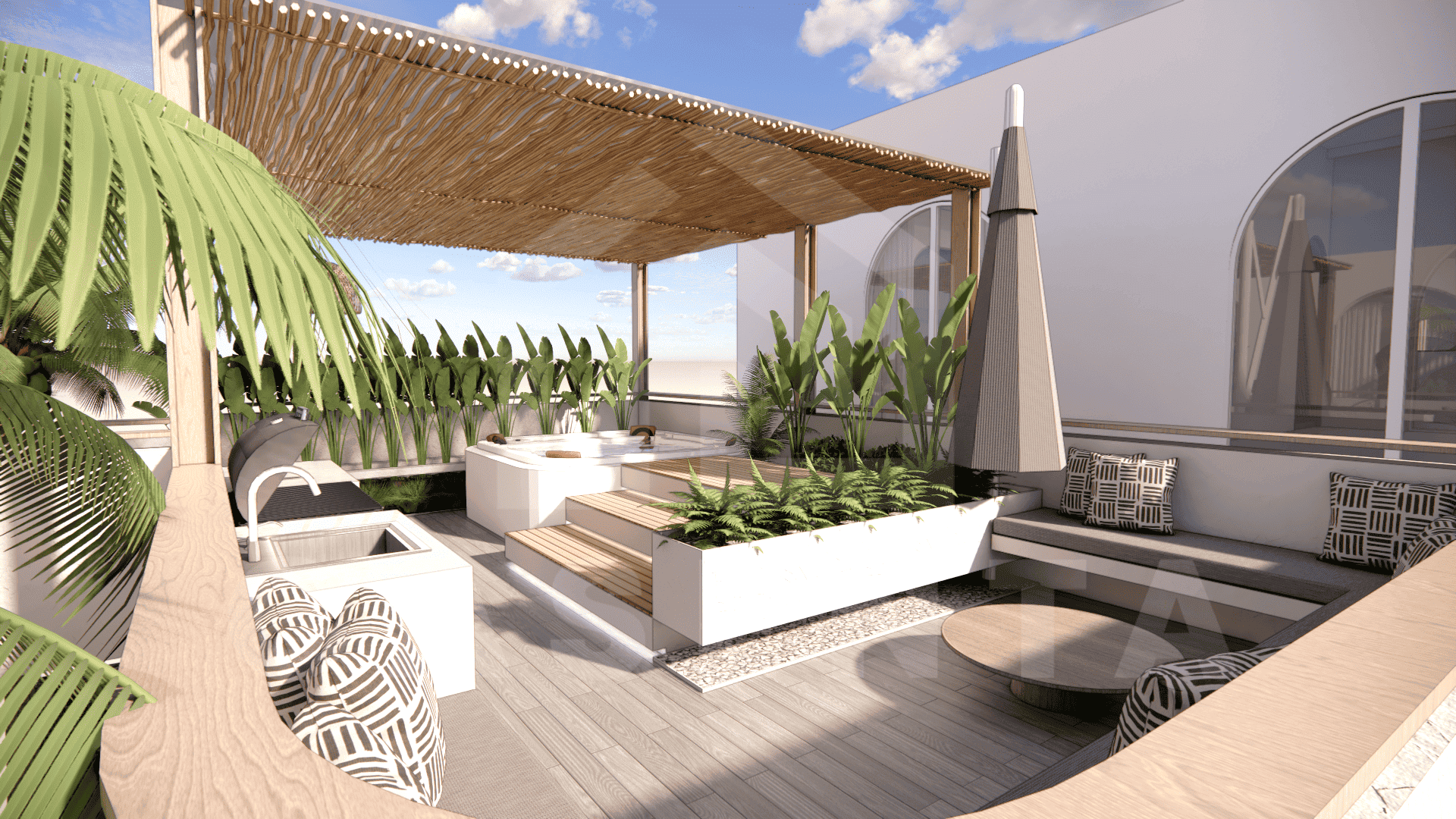 Rooftop lounge inside admirable 2 bedroom villa in Tumbak Bayuh