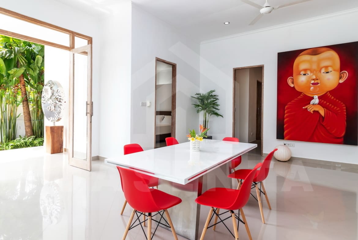 Dining area inside beautiful 3 bedroom villa in Ubud