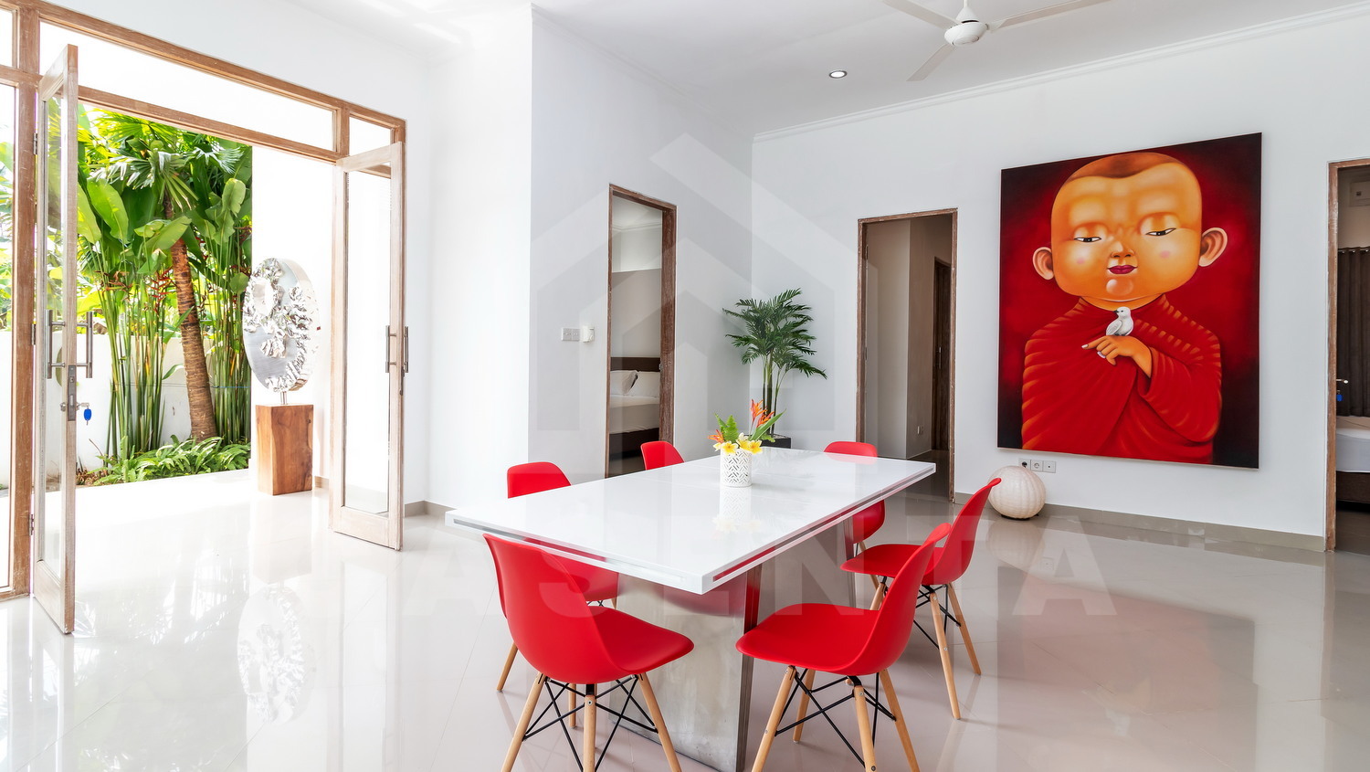 Dining area inside beautiful 3 bedroom villa in Ubud