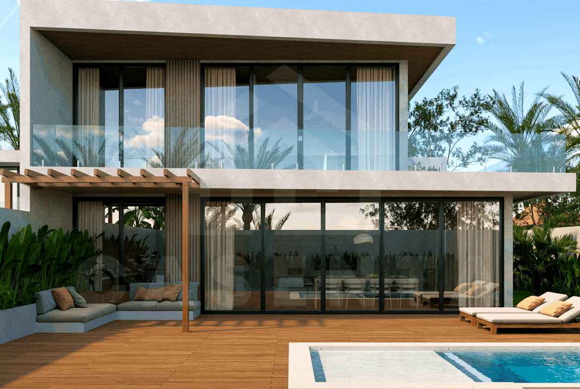 Facade of stylish 3 bedroom villa in Ubud