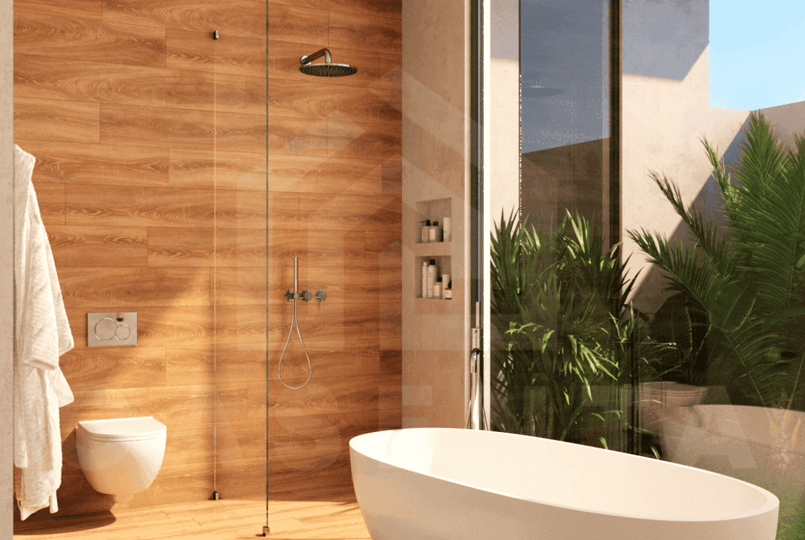 Bathroom inside stylish 3 bedroom villa in Ubud